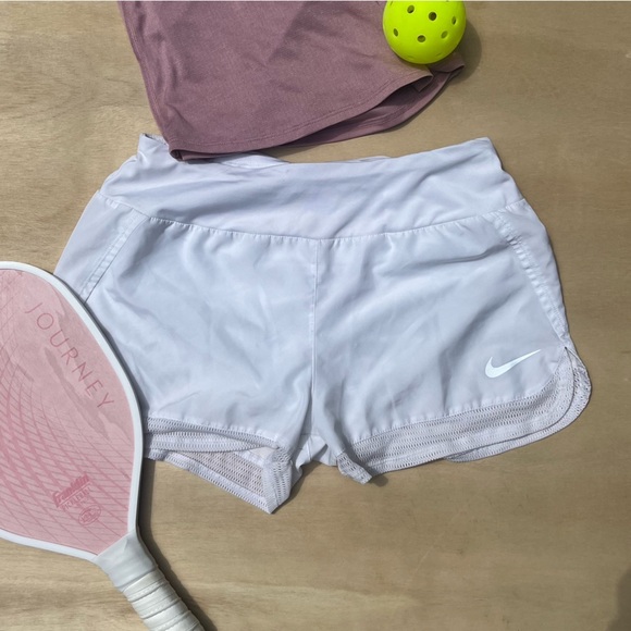 NIKE Women Dri-Fit Crew Running Shorts, White, Small Athletic Tennis Sport - Picture 1 of 8